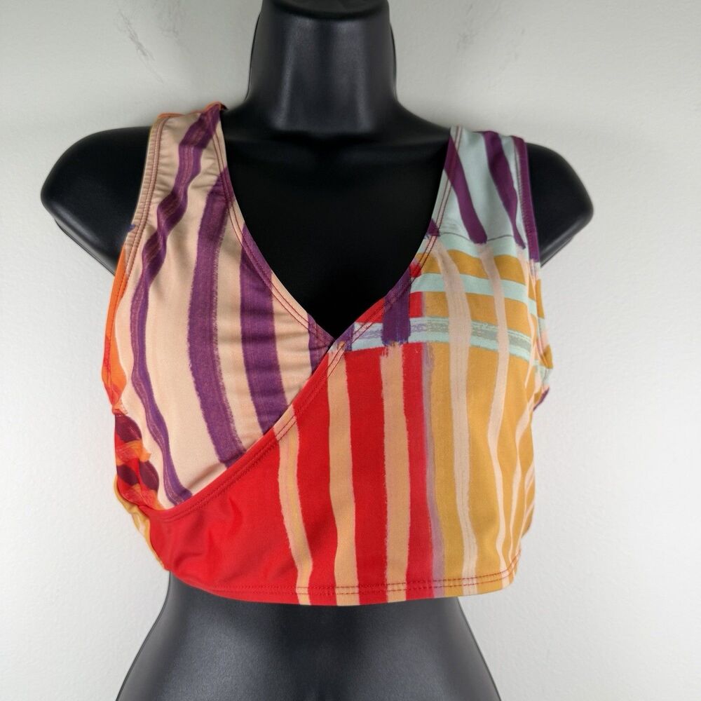 Nani Swimwear Top Crop Bikini Swim Twist Back Padded Coastal Size M